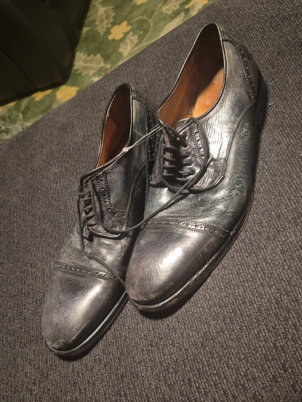 John Varvatos Black Leather Oxford Dress Shoes